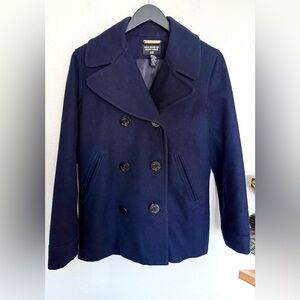 Polo Ralph Lauren Vintage 90s Wool Pea Coat Nautical Coastal Preppy Size Large
